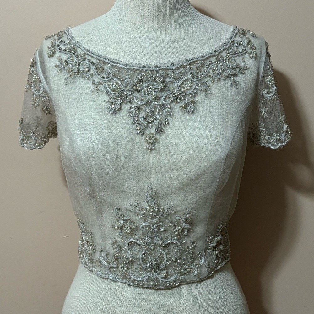 Vintage sheer beaded top | Size 14